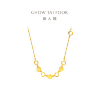 周大福时尚六边形蜂巢鱼鳞足金黄金项链女计价(工费:520元)EOF1023 七夕礼物
