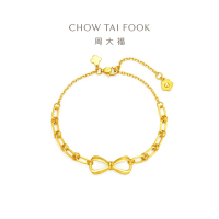 周大福 珠宝首饰 蝴蝶结环扣足金黄金手链(工费:620计价) EOF997 
