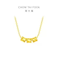 周大福 鱼鳞闪耀蹦迪转运珠黄金项链吊坠(工费460元)计价 EOF1153