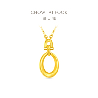 周大福时尚个性圆环足金黄金项链吊坠(工费:580计价)EOF1180 