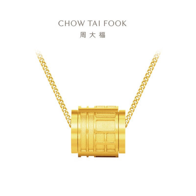 周大福[新品]传福系列足金黄金项链(小版)R35255七夕礼物