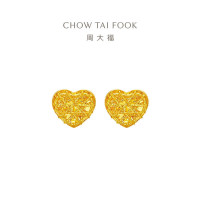 周大福爆闪爱心方糖黄金足金耳饰耳钉(工费:320计价)EOF1260