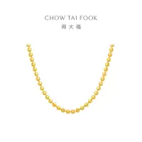 周大福 月牙猫眼足金圆珠黄金项链(工费:1380计价)EOF1157