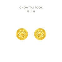 周大福ING系列 爆闪鱼鳞足金黄金耳饰耳钉(工费:560计价)F232784