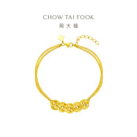 周大福爆闪鱼鳞五钱币双层足金黄金手链女礼物(工费:560计价)EOF1536