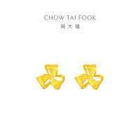 周大福芬芳花朵黄金耳钉女足金耳饰送生日礼物(工费:180计价)EOF1336