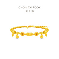 周大福寓意日进斗金纳福盘缠足金黄金手链计价(工费1280元)EOF1806礼物
