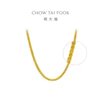 周大福简约中版肖邦链百搭日常款素链足金黄金项链女计价EOF1604