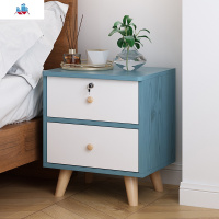 储物柜床边小柜子简约现代拼色收纳柜北欧经济型卧室床头柜实木腿 泰空仓