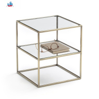 北欧风格铁艺床头柜时尚收纳柜现代简约卧室家具玻璃储物柜床边柜 泰空仓