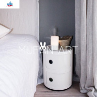 ins北欧网红圆形收纳柜床头柜卧室儿童房多功能储物柜置物柜塑 泰空仓