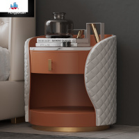 意式极简圆形床头柜简约现代北欧风ins床边柜轻奢设计师卧室家具 泰空仓