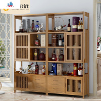红酒架实木中式博古架置物架展示柜家用客厅餐厅酒柜酒杯架置物架 泰空仓酒柜家具