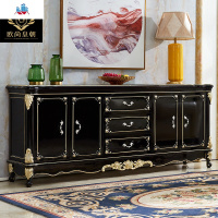 欧式实木餐边柜美式大理石茶水柜碗柜酒柜橱柜轻奢沙发靠背储物柜 泰空仓酒柜家具