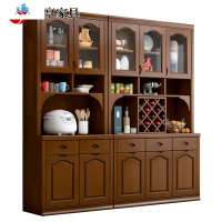 单面酒柜现代中式实木餐边柜靠墙组合客厅收纳储物柜厨房茶水碗柜 泰空仓酒柜家具