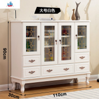 实木酒柜欧式现代餐边柜茶水柜简约收纳柜玻璃橱柜子厨房碗柜特价 泰空仓酒柜家具