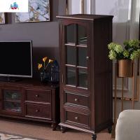 客厅小酒柜靠墙家用多功能书柜收纳玻璃北欧实木带储物餐边柜子 泰空仓酒柜家具