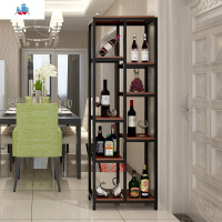 简约多功能铁艺落地实木多层复古展示架客厅酒柜屏风隔断置物架子 泰空仓酒柜家具