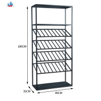 简约铁艺红酒架多层落地酒柜酒吧葡萄酒收纳展示架隔断置物架超市 泰空仓酒柜家具