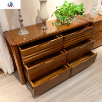 全实木六斗柜卧室电视柜胡桃木中式收纳储物柜客厅斗橱矮柜抽屉柜 泰空仓