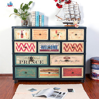 美式复古斗柜客厅超薄储物柜收纳柜轻奢家用实木五斗柜地中海边柜 泰空仓