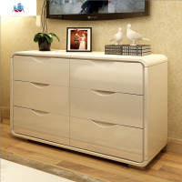 斗柜现代简约白色烤漆六斗柜高电视柜卧室柜子储物柜多功能五斗橱 泰空仓