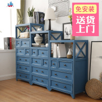 地中海实木斗柜美式夹缝储物柜复古收纳柜卧室客厅阳台柜抽屉柜子 泰空仓