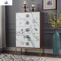 新中式五斗柜卧室手绘抽屉柜轻奢玄关柜实木储物柜客厅靠墙收纳柜 泰空仓