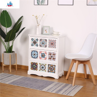 彩绘地中海复古斗柜实木美式田园简约收纳储物卧室客厅玄关柜边柜 泰空仓