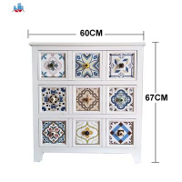 美式客厅玄关柜实木复古地中海边柜彩绘卧室斗柜简约收纳储物柜 泰空仓