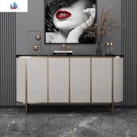 美式轻奢风餐边柜大理石入户玄关柜客厅现代简约餐厅靠墙储物柜子 泰空仓