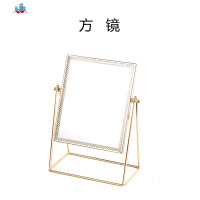 北欧轻奢金色复古台式化妆镜金边镜面饰品收纳盘欧式镜子梳妆镜 泰空仓