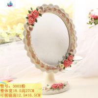 欧式创意梳妆镜时尚化妆镜树脂女生台式公主单面镜院高清镜子 泰空仓