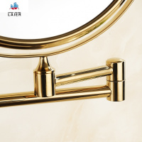 来尔卫浴铜欧式金色镜双面浴室化妆镜放大旋转卫生间壁挂式 泰空仓