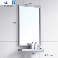 浴室镜子带置物架 壁挂现代简约卫生间厕所挂墙式化妆镜子带侧柜 泰空仓
