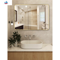 铝合金浴室镜卫生间镜子贴墙家用简约自粘壁挂厕所洗手间化妆镜 泰空仓