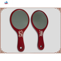 [龙凤刻花镜] 手柄镜 化妆镜 复古镜 木镜 婚镜 小镜子 泰空仓