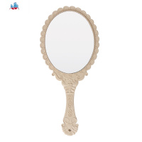 高清手柄化妆镜手拿手持院化妆镜子便携随身牙科复古花边镜 泰空仓