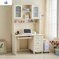 地中海带书架转角电脑桌韩式烤漆女孩男孩家用卧室学习书桌一体桌 泰空仓