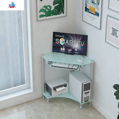墙角台式电脑桌家用小户型转角经济型三角位拐角书桌子可放打印机 泰空仓