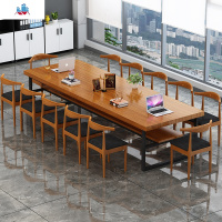 loft风实木长桌美式办公桌大型简约现代工作台洽谈桌会议桌长条桌 泰空仓