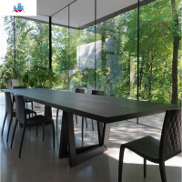 loft美式实木会议桌长桌简约办公桌原木大板桌工业风大型工作台 泰空仓