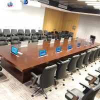 办公家具智能会议大型实木油漆长桌无纸化会议桌系统升降屏显示器 泰空仓办公桌