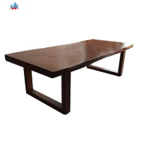 原木老板办公大板长条桌会议桌实木自然边复古功夫茶桌椅组合餐桌 泰空仓办公桌