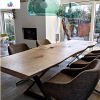 美式loft会议桌长桌实木复古大板办公桌原木工作台餐桌泡茶桌茶台 泰空仓