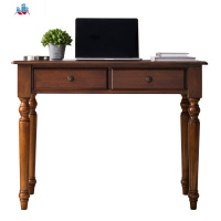 全实木美式乡村书桌书架组合欧式电脑桌椅子办公桌学生写字台简约 泰空仓