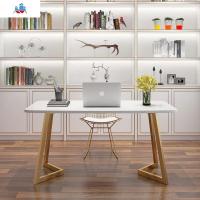 北欧大理石书桌轻奢电脑桌个性创意办公桌家用写字台ins铁艺椅子 泰空仓