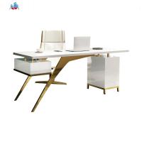 实木电脑桌轻奢书房书桌北欧后现代简约老板办公桌家用创意工作台 泰空仓