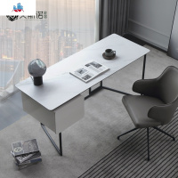意式极简岩板办公桌现代轻奢设计师书桌家用卧室电脑桌储物书法台 泰空仓