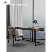 意式书桌极简家用办公桌简约现代轻奢烟熏色实木北欧书房电脑书桌 泰空仓